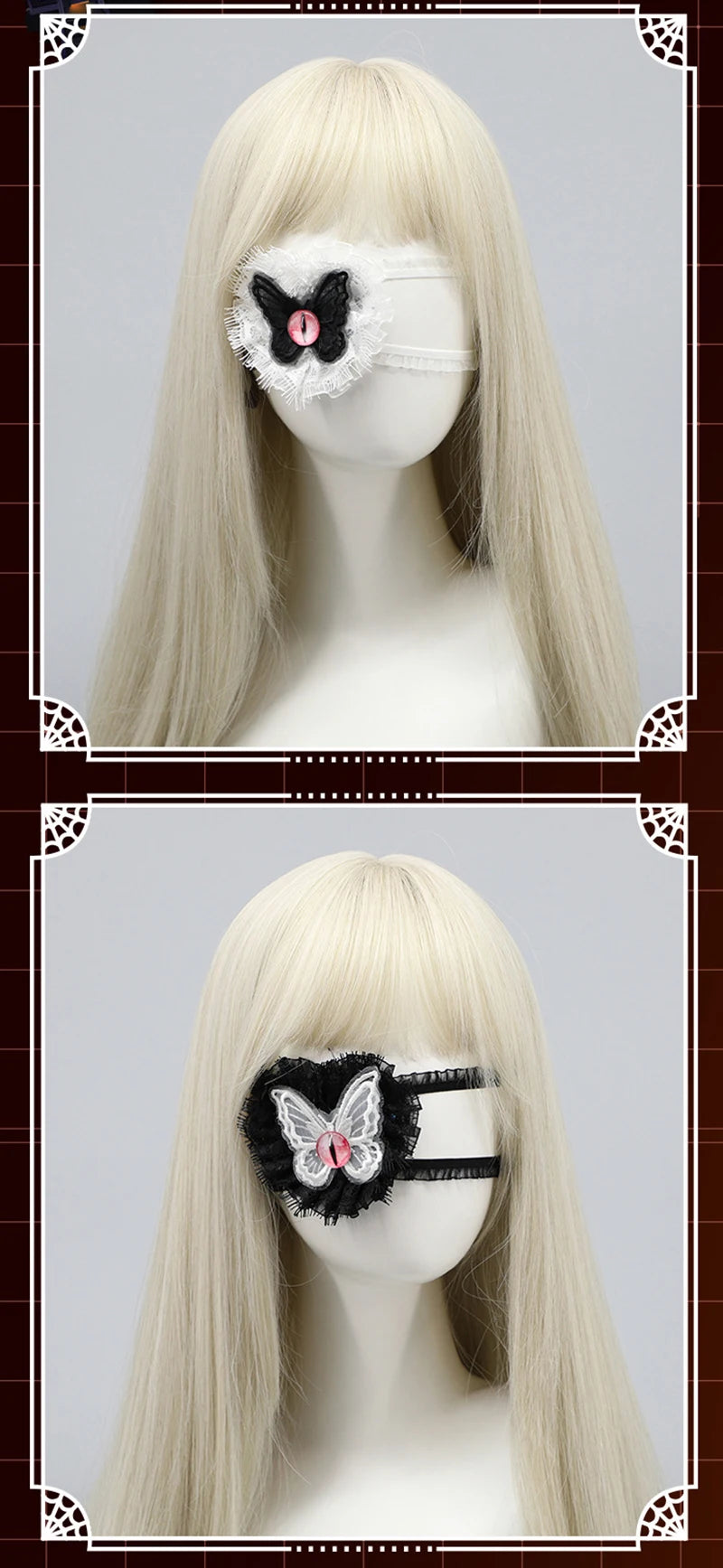 Lolita Gothic One Eye Mask Cosplay Anime Halloween Party Costumes Prop Fancy Dress Christmas Lady Girls Heart Eyewear Xmas Gifts