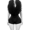 Joskaa 2025 Summer Women's Sexy Faux Fur Patchwork Halter Deep V Backless Skinny Playsuits Holiday Midnight Club Rompers S-XXL