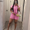 HLJ High Quality Women's Shorts Outfits Cotton Crop Jacket+Bodysuits 2 Piece Set Casual Vintage Two Piece Set Women's Spring New