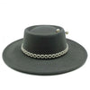 Women's Pearl Chain Fedora High Fashion with Pearl Pins Bump Cap Black White Autumen Winter Ladies Fedoras Wide Brim Girl Hat