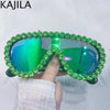 Oversized Punk Rhinestones Sunglasses Women 2024 Luxury Brand One-Piece Y2K Sports Sun Glasses for Lady Steampunk Eyewear UV400