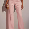 Women's Jumpsuit Casual Solid Color 3/4 Length Sleeve Straight Round Neck Beaded High Waist Daily Going out Regular Fit Black Wh