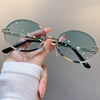 Vintage Metal Punk Sunglasses Rimless Oval Sun Glasses Trendy Frameless Shades UV400 Protection Gradient Glasses