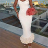 Fashion Yellow Tassel Knitted Sling Midi Dress for Women 2024 Sexy Backless Sleeveless Summer Beach Party Lady Robes