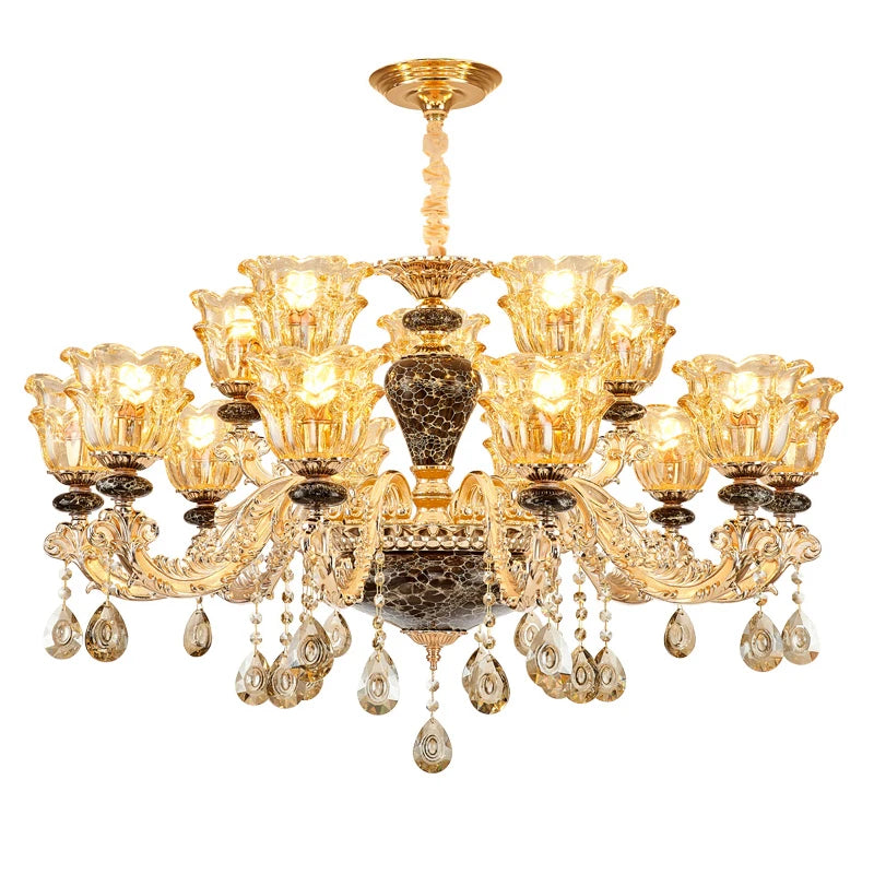 Chandelier Living Room Grand Luxury Crystal Lamp Dining Room Bedroom Decoration French Retro Chandelier Lighting Fixtures