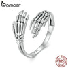 BAMOER Genuine 925 Sterling Silver Vintage Hug Hand Open Ring for Women Retro Finger Ring Fine Jewelry Birthday Gift BSR608-E