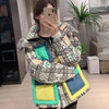 2023 European Station Winter New Down Jacket Women's Warm Fashion Short Color Patchwork Graffiti thick White Duck Down Coa