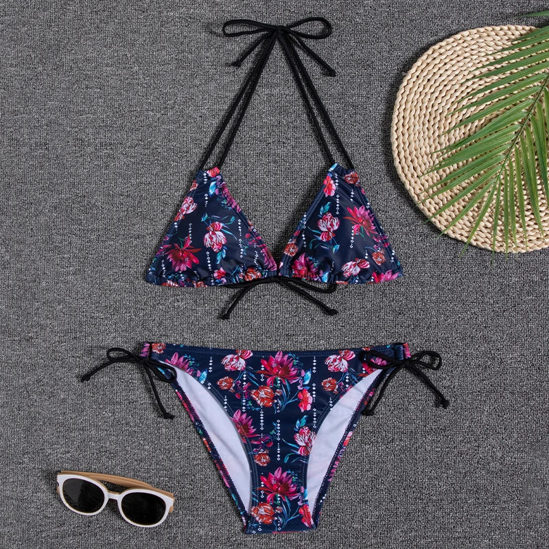 Bikini Women Swimsuit 2025 New Swimwear Sexy Lace Up Bikinis Set Backless Bathing Suit For Female Biquini Summer Two Piece Suits