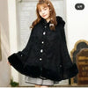 Japanese Liz Sweet Princess Faux Rabbit Fur Cape Coat Women Autumn Winter Fur Jacket Loose Clock Rhinestone Bow Hooded Coat
