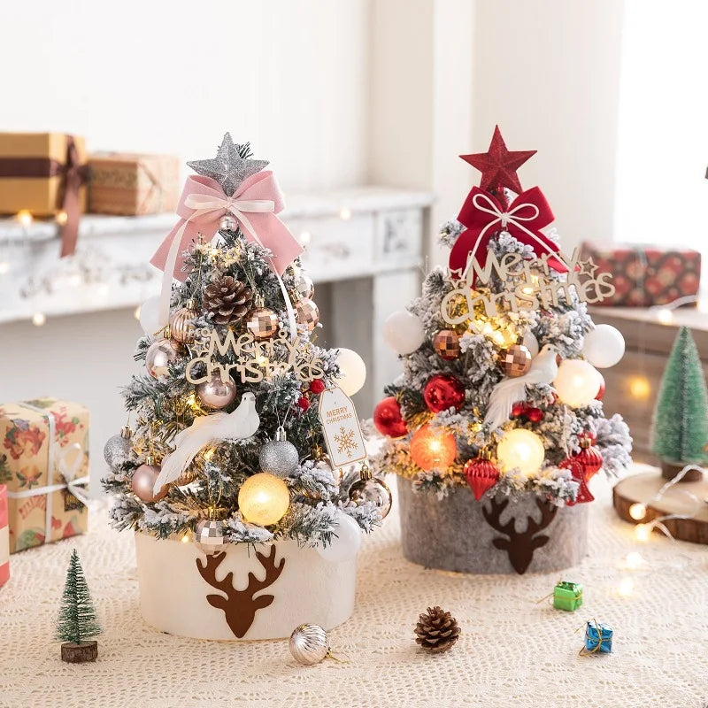 45/60cm DIY Christmas Tree With LED Light Mini Desktop Tree Christmas Decoration New Year Gift Home Christmas Ornaments