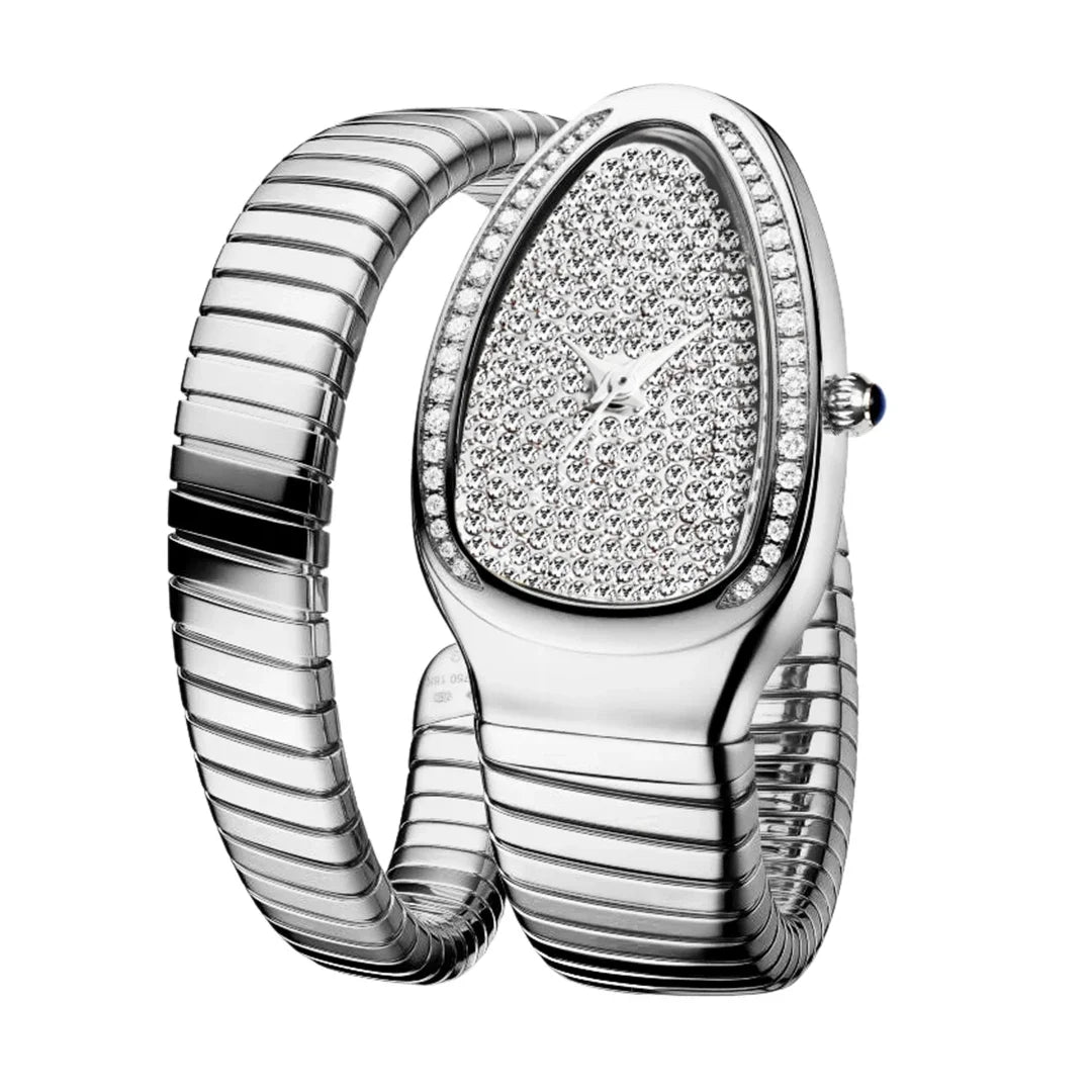 Classic Snake Shape Watch For Women Gold Silver Scaleable Bracelet Womens Watches Bling Diamonds Quartz Ladies Wristwatch