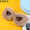 Cat Eye Sunglasses Women Punk Soft Fur Velvet Ladies Sun Glasses 2024 Luxury Brand Trendy Shades Eyewear Oculos De Sol Feminino