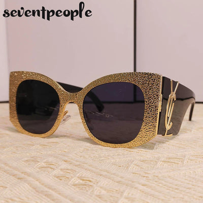 Oversized Round Cat Eye Sunglasses Women 2024 Luxury Brand Designer Vintage Windproof Big Frame Sun Glasses For Ladies Eyewear