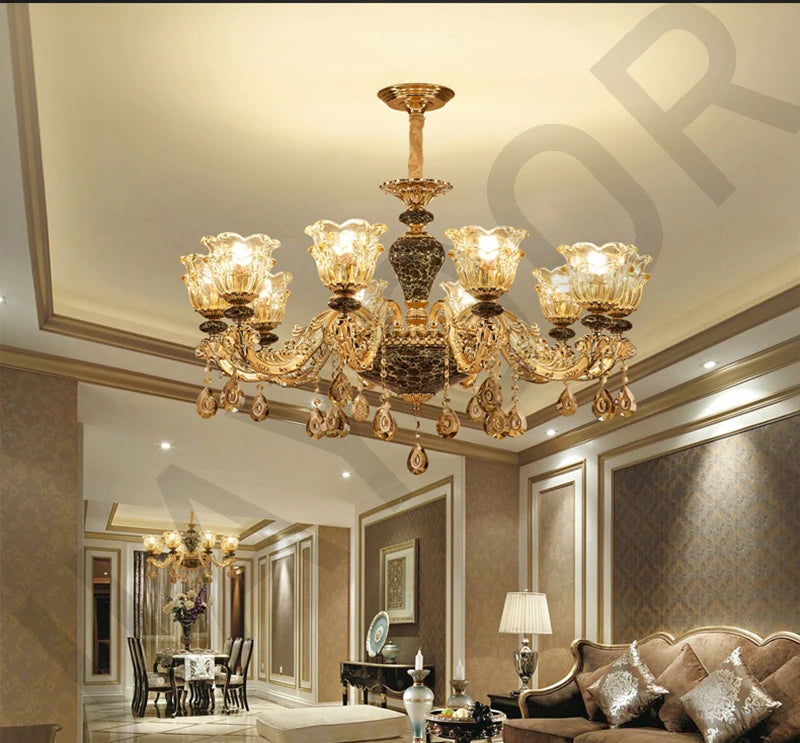 Chandelier Living Room Grand Luxury Crystal Lamp Dining Room Bedroom Decoration French Retro Chandelier Lighting Fixtures