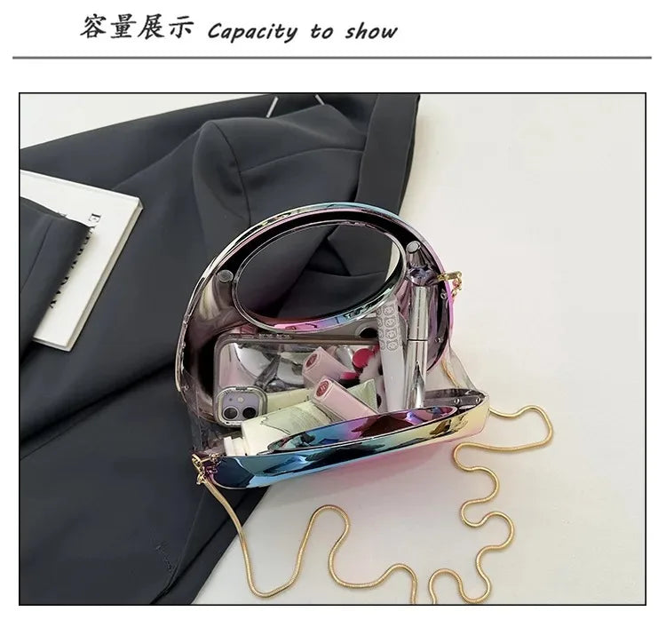 Luxury Designer Evening Clutch Clear Acrylic Women Handbags Fashion Shoulder Bag Half Moon Wedding Purses Party Tote Ladies 2025