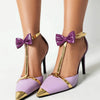 New Design Luxury Glod Purple Stilettos Pointed Toe T-strap High Heels Women Sandals Summer Party Dress Prom Shoes Pumps 2024