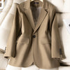 Khaki Black Green Women Solid Formal Blazer Coat Female Long Sleeve Single Button Straight Jacket For Office Ladies Work Wear