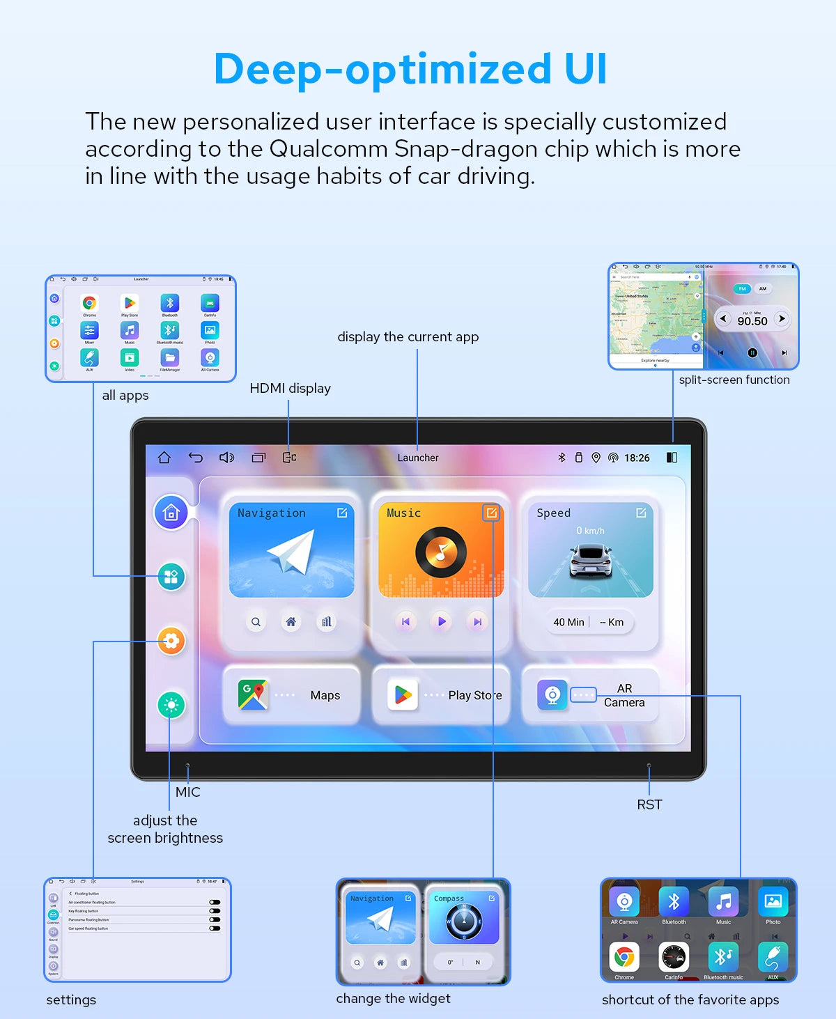 JOYING 11.6“Android Car Radio Stereo Multimeida Player Double Din  Head Unit With Wireless Carplay Android Auto US/EU Warehouse