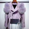 GO BALLISTIC YA Women Leather Jacket With Fur Sleeve Fashion Ladies Crop Jacket