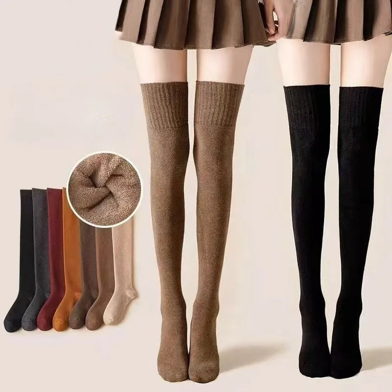 New Women Black White Knee High Lolita Socks Lady Female Over Knee Cute Long Sock Solid Color Stockings For Women