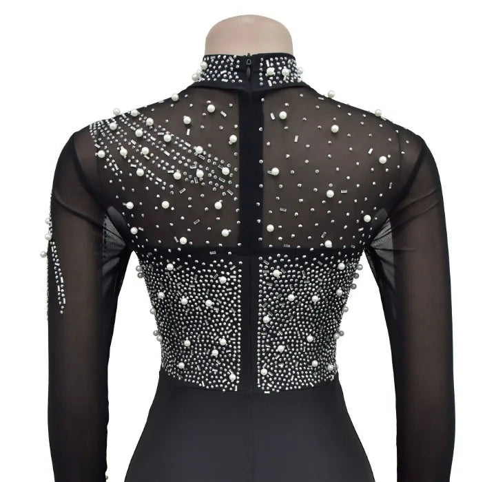 Elegant Women Jumpsuit Streetwear 2024 Spring Fashion Versatile Casual Solid Color Hot Diamond Long Sleeve Jump Suits for Female