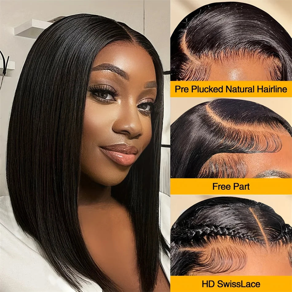 Hot Red Bob Wig 13x4 Lace Front Human Hair Wigs For Women Brazilian Bone Straight Red Colored Lace Frontal Wigs 10 12 14 16 Inch