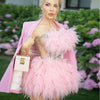 Hot Sale Women Sexy Mesh Ruffles Ball Gown Mini 2 Pieces Dress Lace-up Crystal Birthday Party Celebrate Nightclub Wear
