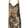 Sexy Sparkly Dress Halter V Neck Cami Mini Bodycon Club Party Dress Glitter Sleeveless High Slit Dress