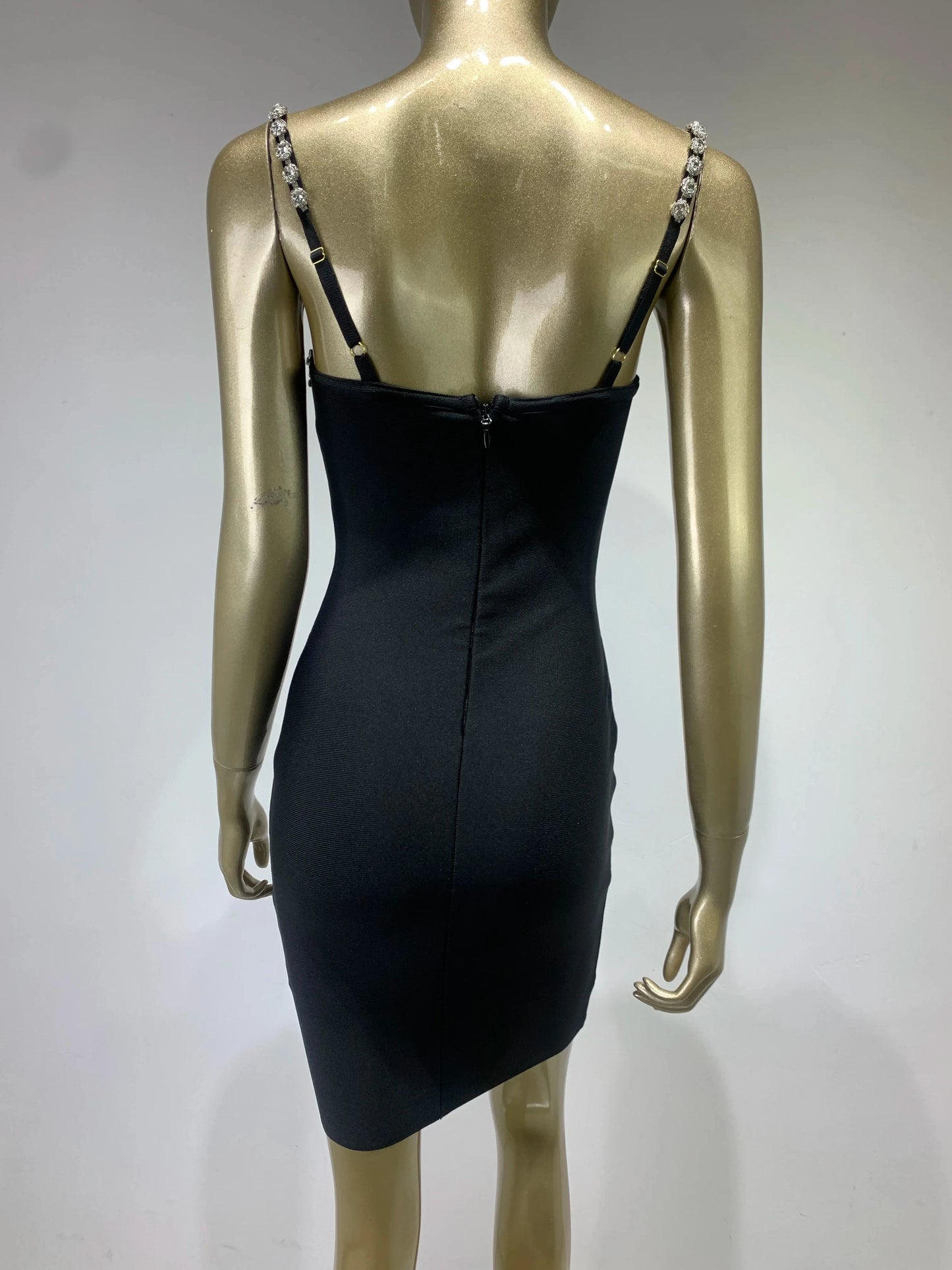 New Women Celebrity Sexy V Neck Beading Backless Black Mini Bandage Dress 2025 Knitted Elegant Evening Club Party Dress