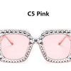 Glitter Women Sunglasses Brand Design Flash Square Shades Mirror Female Sun Glasses Bezel Bling Rhinestones