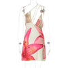 TARUXY One-shoulder Sexy Printed Dress Draped Swinging Collar Beach Vacation Mini Dress Elegant Sleeveless Female High Waist
