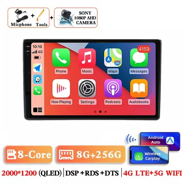 For Audi A3 8P 2003-2013 Android 14 RS3 Sportback 2Din CAR Multimedia Carplay Video Player Stereo Radio WIFI 4G DSP Navigation