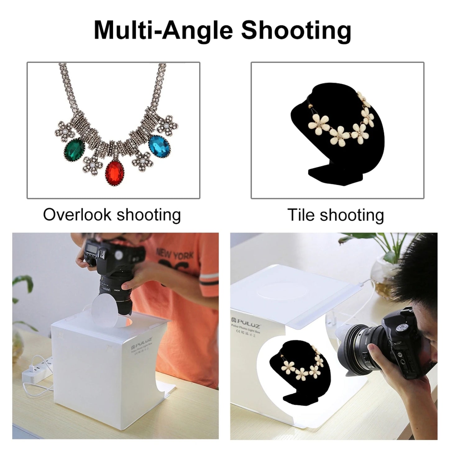 PULUZ 20cm Mini Folding Portable 550LM LED Light Photo Lighting Studio Shooting Tent Box Kit with 6 Colors Backdrops
