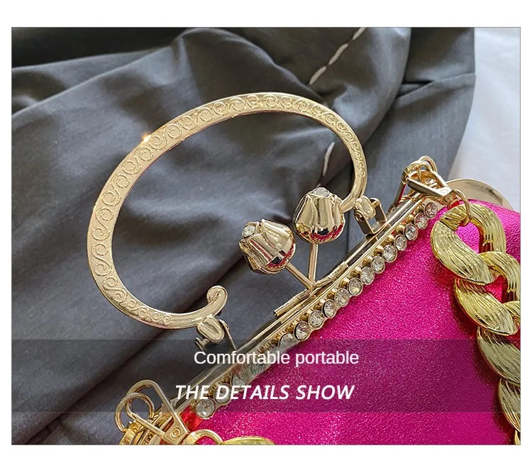 2024 Luxury Women Gold Green Chain Messenger Bags PU Leather Shoulder Bags Shell Clip Designer Handbag And Purse Wedding Clutch