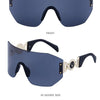 Oversized Shield Rimless Punk Sunglasses Women 2024 Luxury Brand Fashion Winged Sun Glasses For Ladies Shades Eyewear UV400