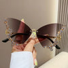 Rimless Sunglasses Women Luxury Brand Rhinestone Sun Glasses Ladies Cute Heart Shape Punk Party Eyewear очки від сонця женские