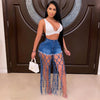 High Waist Denim Shorts Women Tassels Short Jeans Splice Button Pockets Strwwtear Shorts Hot Pant Solid Lady Summer Beach