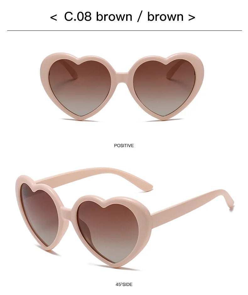 New Love Heart Shaped Polarized Sunglasses Women Fashion Cute Retro Vintage Gradient Sun Glasses UV400 Protection Unisex Eyewear
