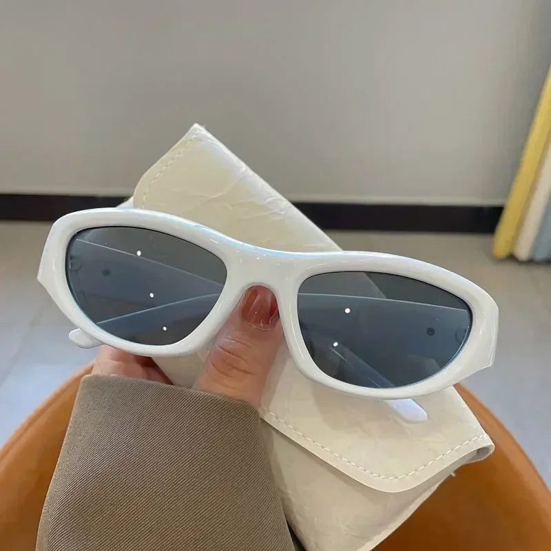 Vintage Punk Sports Sunglasses Women Men Y2K Style Cat Eye Sun Glasses Mirror Fashion Eyewear 2000s Retro Shades Gafas De Sol