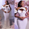 Customized Pearls Wedding Dresses Sequins Mermaid Bridal Gowns Beading Customized Slim Princess Sweep Train Bride Dress Vestidos