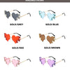 Rimless Sunglasses Women Luxury Brand Rhinestone Sun Glasses Ladies Cute Heart Shape Punk Party Eyewear очки від сонця женские