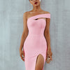 Seamyla 2023 Bandage Dress Sexy White Black Red One Shoulder Bodycon Summer Sleeveless Dress For Women New Celebrity Party Dress