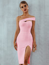 Seamyla 2023 Bandage Dress Sexy White Black Red One Shoulder Bodycon Summer Sleeveless Dress For Women New Celebrity Party Dress