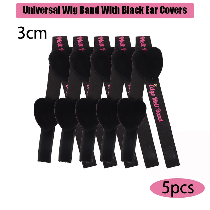Lace Melting Band With Ear Cover Elastic Band For Wigs Black Wigs Edge Wrap To Lay Edges Wig Headband Lace Frontal Band