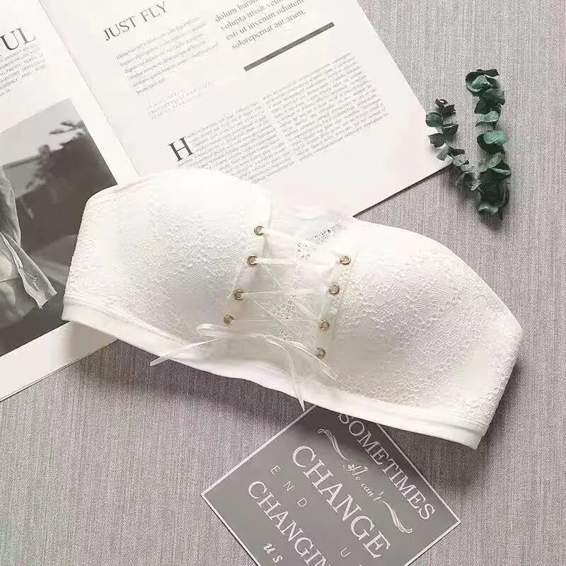Non-Slip Bra Lace Tube Top Seamless Wireless Small Chest Push up Adjustable Sexy Beauty Back Underwear for Women