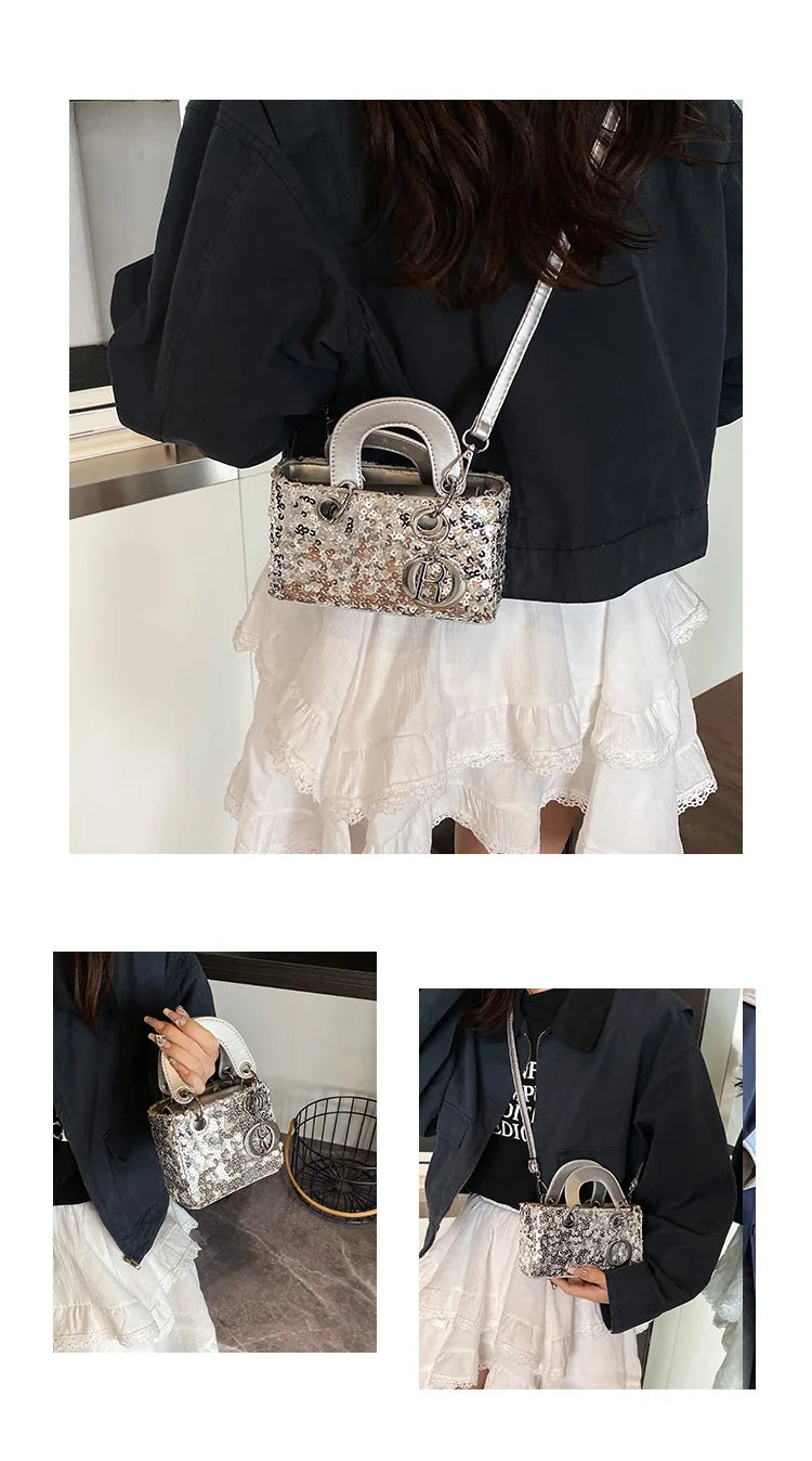 Sparkly Glitter Mini Evening Bag for Women, Designer Crossbody Shoulder Purse, Luxury Party Wedding Clutch, Unique Boutique Gift