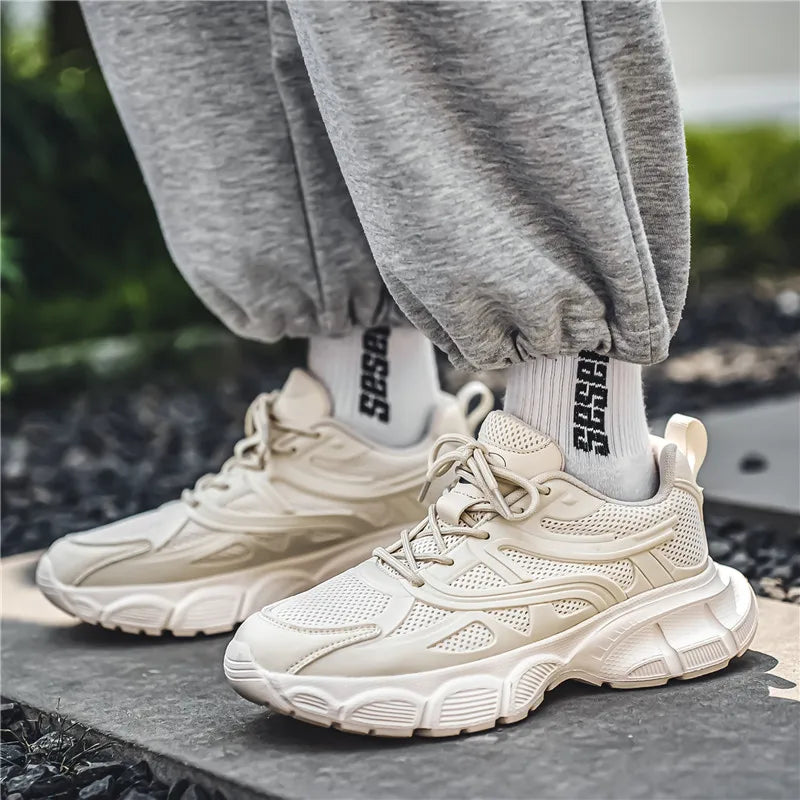 Autumn Men's New Breathable Sports Shoes Fashion Thick Sole Casual Shoes Comfortable and Versatile Trendy Running Shoes Spring