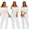 Party Jumpsuit for Women Slash Neck Solid High Waist Irregular Off Shoulder Suit Jumpsuit Bodysuits One Piece Playsuits Overall