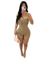 FAGADOER Spring Summer New Sexy Backless Rompers for Women Solid Pocket Cargo Patchwork Jumpsuits Female Streetwear Overalls