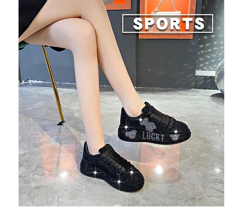 Luxury Women's Sneakers with Sparkles Shoes Woman Shoe Luxury Platform Woman-shoes Trainers Rhinestone Fashion Heels Casual Shoe